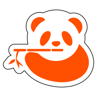 Panda Eating Bamboo Sticker (Orange)